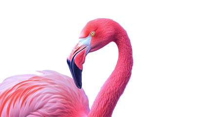 Pink Flamingo Portrait Against A Transparent Background.