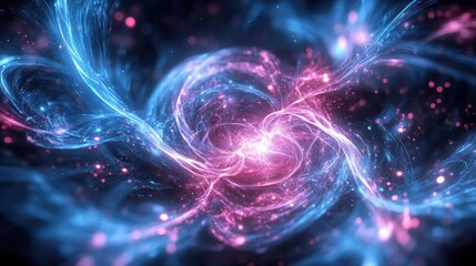 Quantum Core Glowing with Digital Overlay