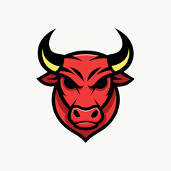 Bull Head Mascot Logo Icon Design on White Background – Powerful and Aggressive Symbol