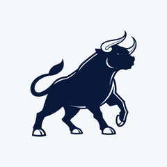 Bull on White Background Powerful and Aggressive Symbol