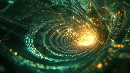 Quantum Chip Glowing with Intricate Swirling Binary - Standard