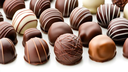 Fototapeta premium Decadent Chocolate Truffles Assortment on White Background