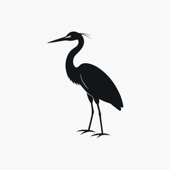 Heron silhouette vector on white background 