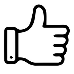 thumb up sign, Like confirm and thumb up black outline icon, isolated on white background,
