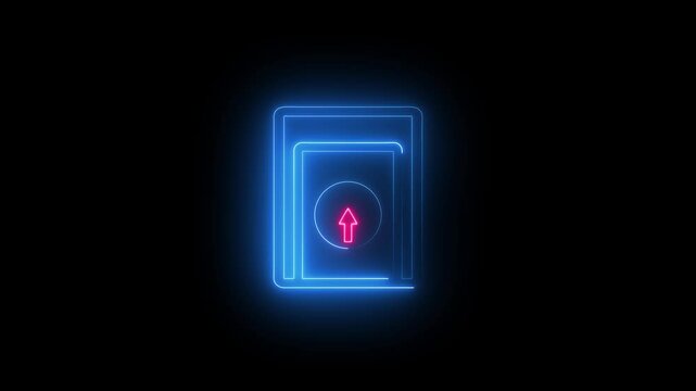 neon line elevator icon animation. lift icon, passenger elevator 