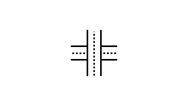 four way road junction icon animated. traffic roundabout