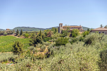 Fototapeta na wymiar An estate and pastoral landscape in Tuscany, Italy
