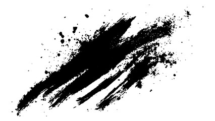 Black brush stroke on white background. Abstract black in splash, paint, brush strokes, stain grunge isolated on white background, Black staine brush, grunge banner, hand drawn splash,	