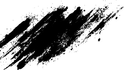 Black paint splatter on a transparent white background. Vector black and white with grunge style, Abstract black and white brush strokes on a canvas with Black ink texture.	