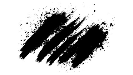 Black paint splatter on a transparent white background. Vector black and white with grunge style, Abstract black and white brush strokes on a canvas with Black ink texture.	