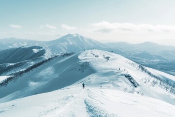 Fototapeta premium a person skiing in the mountains of Niseko, Japan