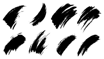 	
A collection of black and white brush strokes on a white background. Collection of abstract black paint brush strokes in a minimalist style. Strokes of black paint, brush, roller, spatula. Collectio