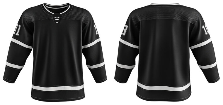 Black hockey jersey mockup on transparent background