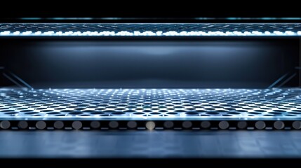 Honeycomb glass panel showcases embedded LEDs emitting soft light in a futuristic pattern, enhancing modern design
