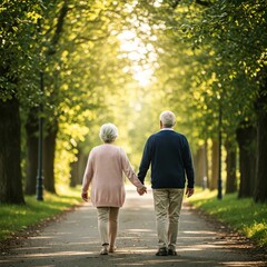 Obraz premium Elderly Couple Holding Hands Ideal for senior living websites, retirement community brochures, love and companionship articles, and aging resources