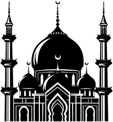 Mosque vector silhouette illustration black and white design