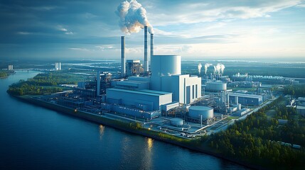 Fototapeta premium Future nuclear power stations integrating SMR technology