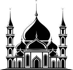 Mosque vector silhouette illustration black and white design