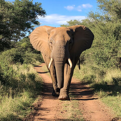 African elephant in the wild.