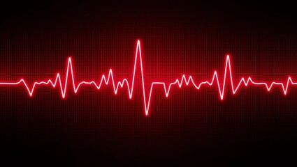 An abstract representation of a heartbeat pulse in red on a black background, capturing the essence of life and vitality.