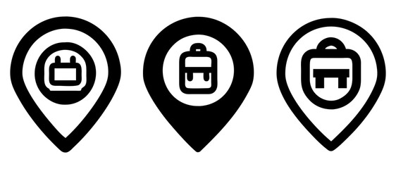 Backpack Location Icons , Travel, School & Hiking Bag Map Markers