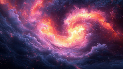 Cosmic swirl of colors outer space digital art nebula environment celestial view ethereal concept