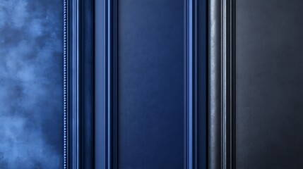 Blue and black painted panels with architectural molding details