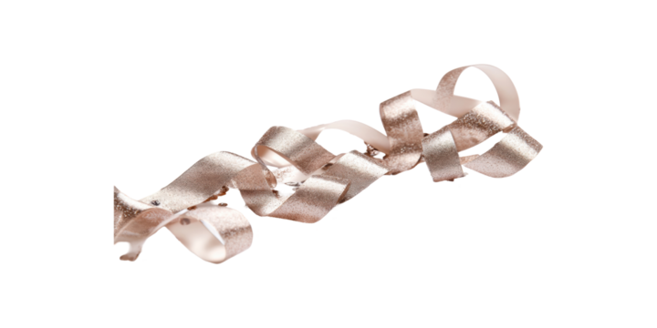 Shiny gold ribbon spirals for decoration isolated on transparent background - Powered by Adobe