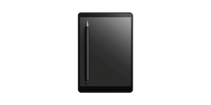 Digital tablet with stylus for art and design isolated on transparent background