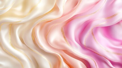 Obraz premium Elegant swirled fabric in shades of pink and gold detailing