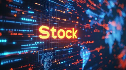 Abstract digital world map overlaid with stock market data and financial graphs, symbolizing global trading and investment. Perfect for fintech, wealth management, and economic analysis themes.