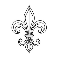 Fleur-de-lis, vector, black line drawing, minimalistic, single line, simple line, isolated, transparent background 