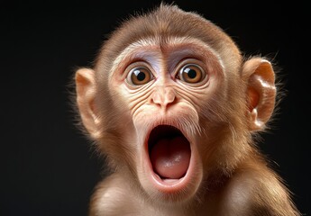 Surprised Young Monkey Close Up Portrait