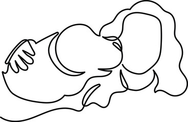 Dog and human continuous one line drawing. Editable stroke on a white isolated background. Pet Vector illustration