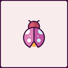 Stylized Ladybug Graphic Element with Soft Palette and Clean Design Aesthetic