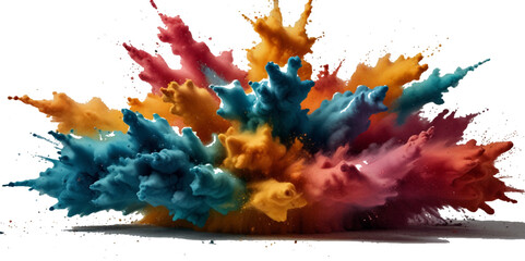 Vector abstract colorful rainbow holi paint and colorful cloud smoke powder explosion isolated on transparent wide panorama background.	