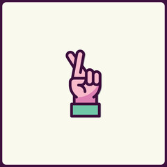Minimalistic icon representing crossed fingers, wish for luck, or deception gesture