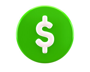 Dollar Money Coin 3D Icon for Finance and Cash Investment