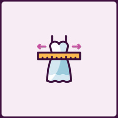 Dress measurement icon illustration for fashion design or alteration services