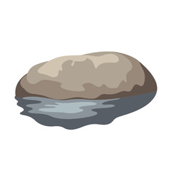 Smooth round river rock illustration on white background, natural simplicity