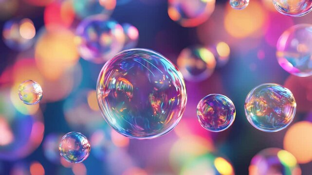 Playful Colorful Bubbles Merging Splitting Fun Animation Children Background, Generative AI
