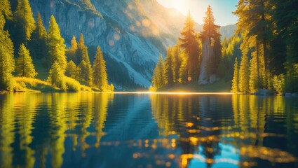 Obraz premium Abundant reflections of summertime in an alpine setting.