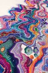 Colorful painting of a wave with many different colors and shapes