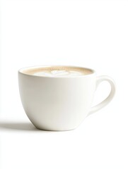 Obraz premium Latte art in white cup, isolated, studio shot, cafe beverage