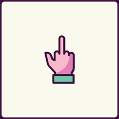 Stylized hand gesture with middle finger extended for defiant expression