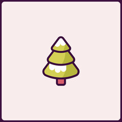 Charming Christmas Tree Icon with Playful Design and Soft Color Palette