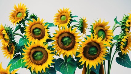 Obraz premium Sunflowers displayed against a white background.