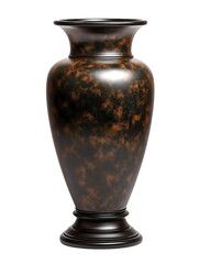 Elegant tortoiseshell vase with bronze accents on transparent background.