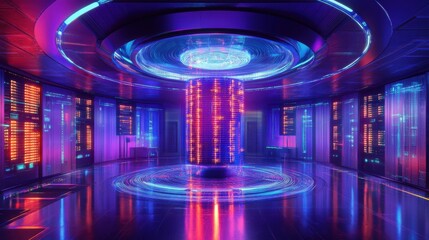 Obraz premium Berrygami Quantum Core Illuminated by Swirling Binary Streams