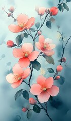 Delicate blossoms in soft colors and gentle light. Fantasy Tree of Growth and Freedom